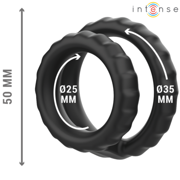 Intense - dewey anillo doble para pene silicona negro modelo 2