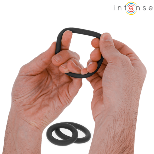 Intense - hugh 3 anillos bÁsicos para pene silicona negro