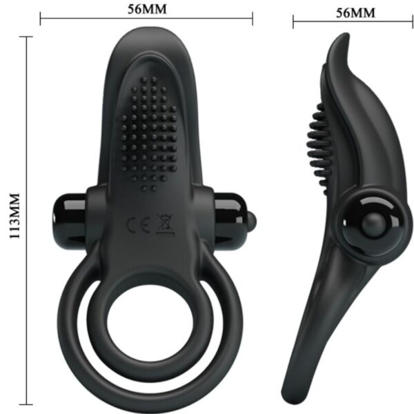 Pretty love - doble anillo vibrador + estimulador clÍtoris 10 vibraciones negro