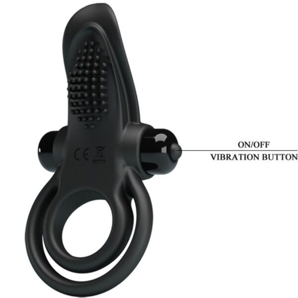 Pretty love - doble anillo vibrador + estimulador clÍtoris 10 vibraciones negro