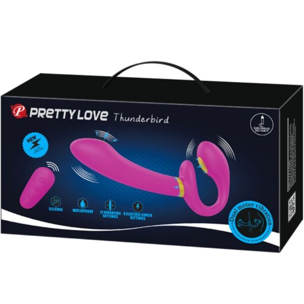 Pretty love - thunderbird vibrador doble strap-on control remoto morado