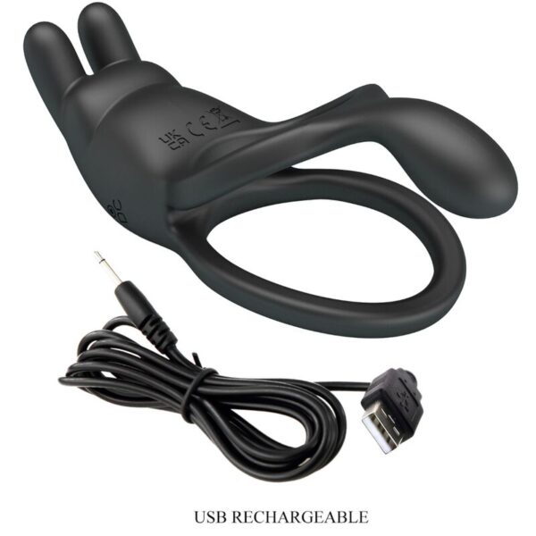 Pretty love - seth doble anillo vibrador rabbit 7 vibraciones negro