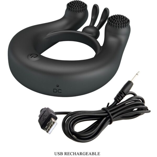 Pretty love - dahlia anillo vibrador + estimulador de clÍtois 12 vibraciones negro