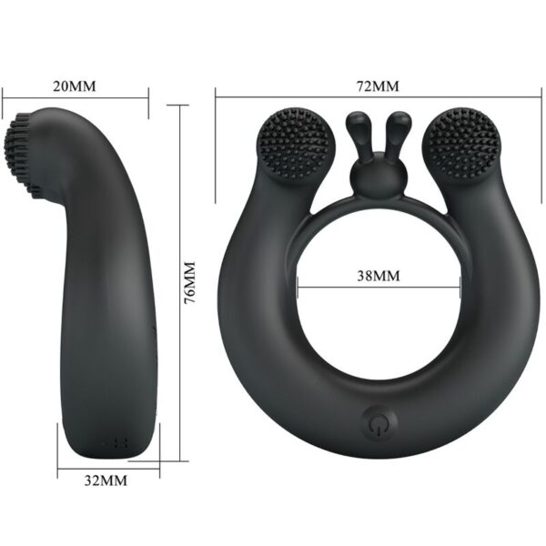 Pretty love - dahlia anillo vibrador + estimulador de clÍtois 12 vibraciones negro