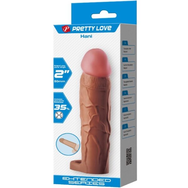 Pretty love - hani funda para pene con extensiÓn de 5 cm mulato