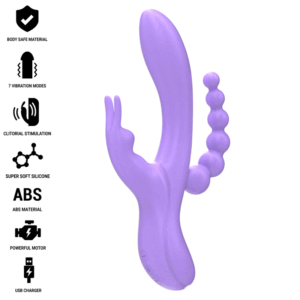 Intense - miko triple vibrador rabbit & estimulador & anal 7 vibraciones morado
