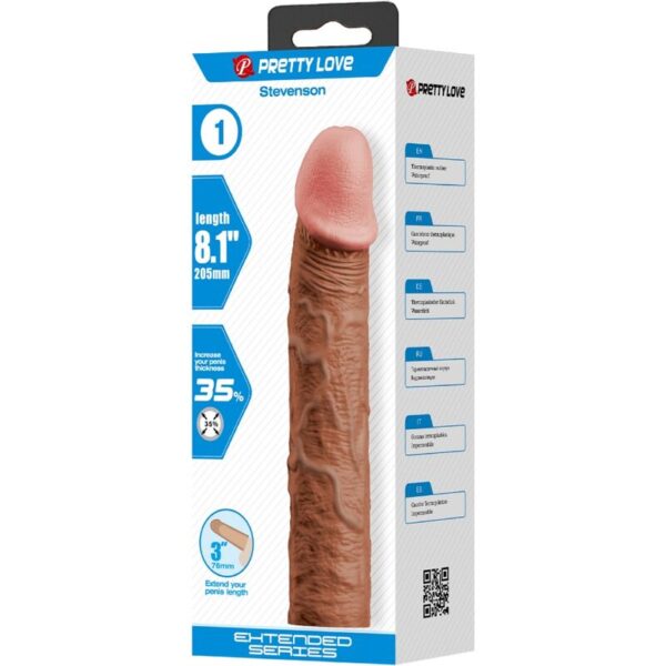 Pretty love - stevenson funda pene con extensiÓn de 7.6 cm mulato