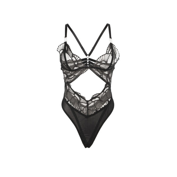 Subblime - 955212 body transparente con encaje hueco negro s/m