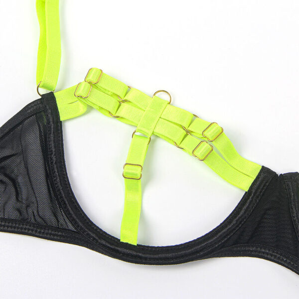 Subblime - 955281 set sujetador con collar y detalles para piernas verde fluorescente l/xl