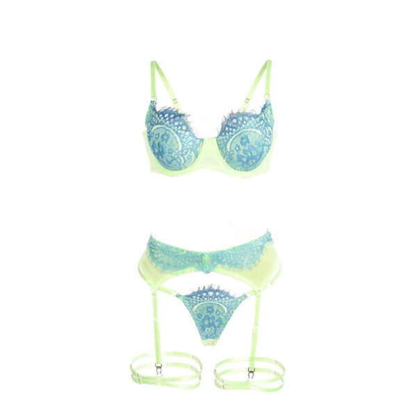 Subblime - 955311 set sujetador con encaje y ligueros verde y azul s/m