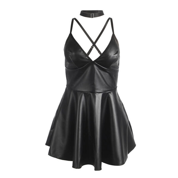 Subblime - 955373 vestido con tirantes de cuero negro s/m