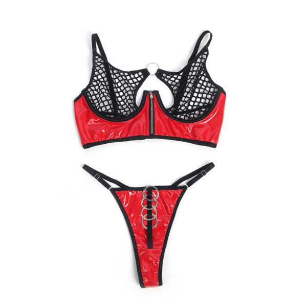 Subblime - 955533 conjunto sujetador con cremallera de malla de charol rojo s/m