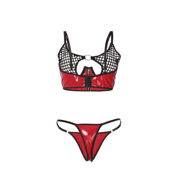 Subblime - 955540 conjunto sujetador con cremallera de malla de charol rojo l/xl