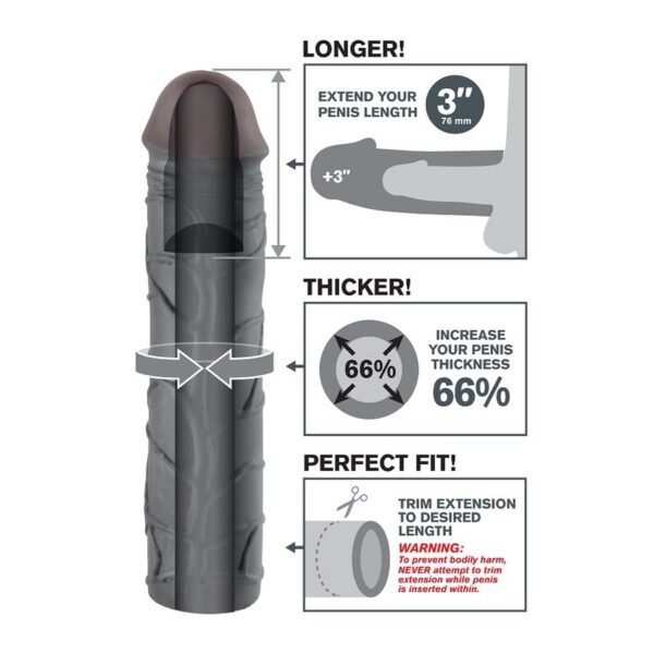 Fantasy x- tensions - mega 3 extensiÓn negro para el pene