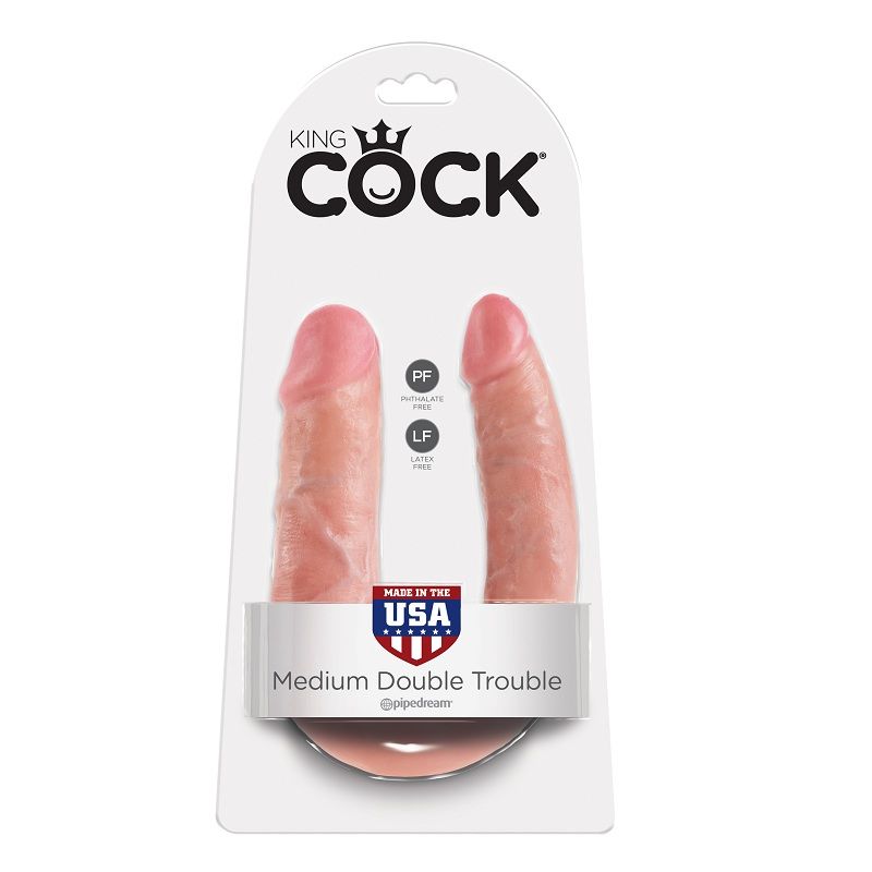 King cock dildo doble penetraci?n 13.9 cm natural