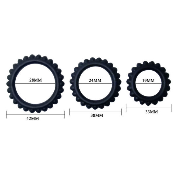 Baile  titan set 3pcs cock ring black 2.8 + 2.4 + 1.9 cm