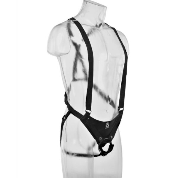 Strap-on con dildo hueco 28 cm y tirantes color carne