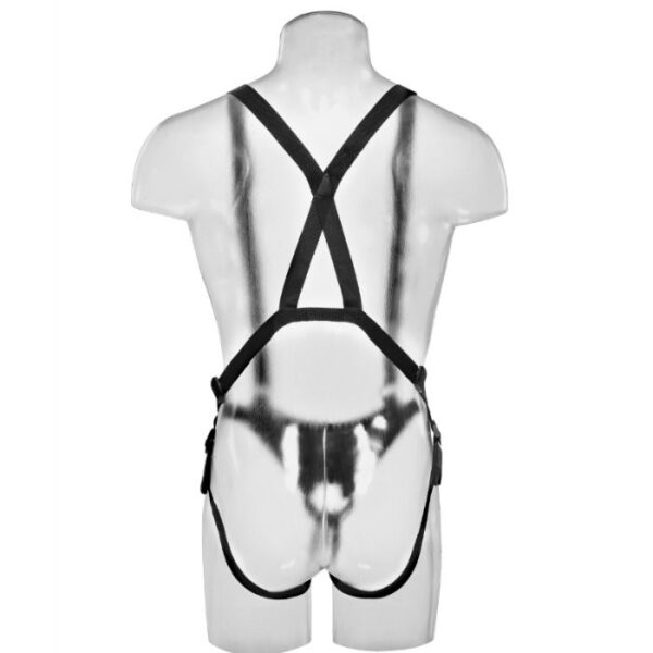 Strap-on con dildo hueco 30.5 cm y tirantes color carne