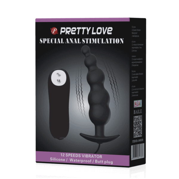 Pretty love plug anal silicona estimulacion extra y 12 modos vibracion - negro