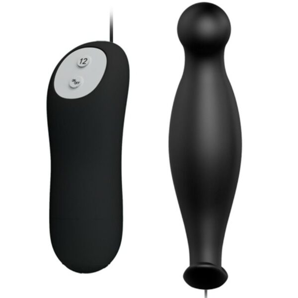 Pretty love plug anal silicona 12 modos vibracion negro