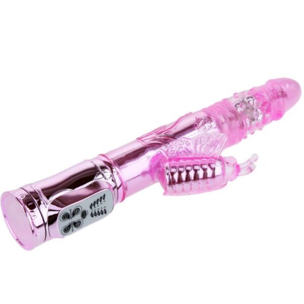 Vibrador recargable con rotacion y estimulador throbbing butterfly