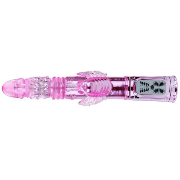 Vibrador recargable con rotacion y estimulador throbbing butterfly