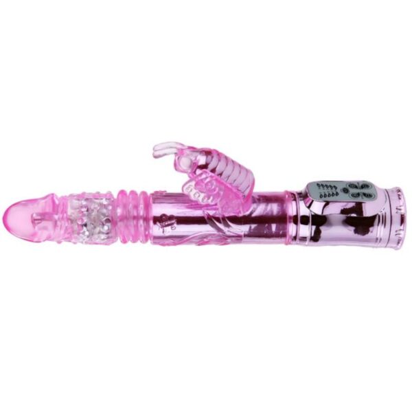 Vibrador recargable con rotacion y estimulador throbbing butterfly