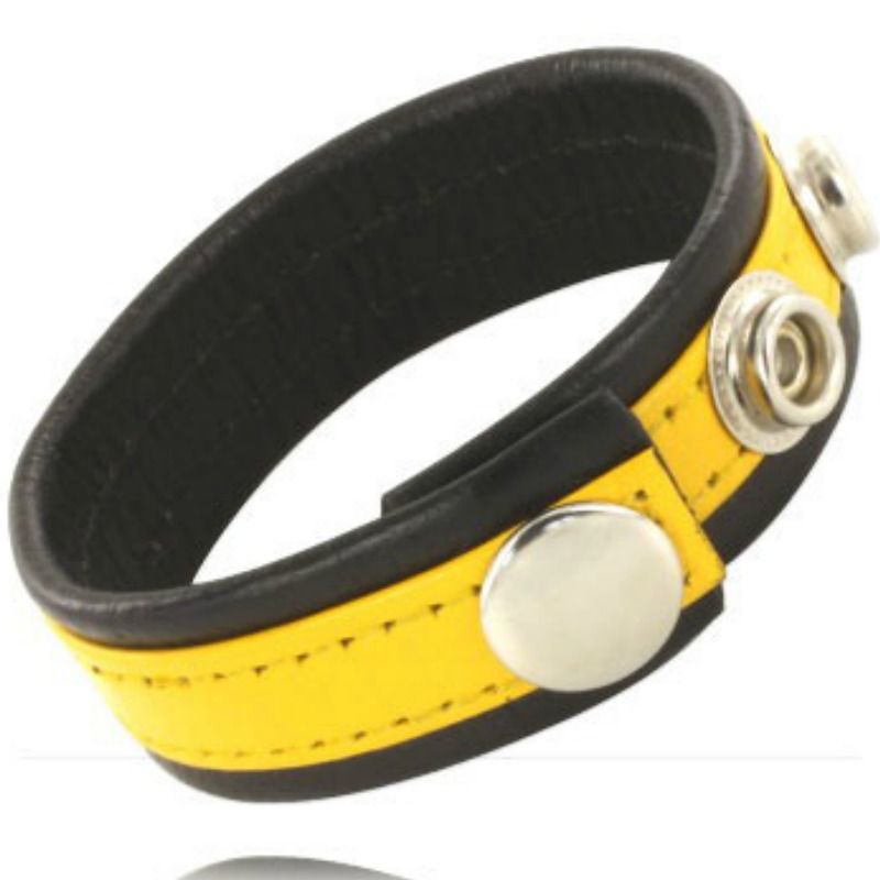 Metal hard correa cuero ajustable pene amarillo-negra
