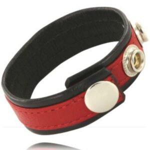 Metal hard correa de cuero ajustable para pene roja- negra