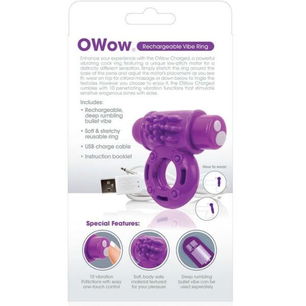 Screaming o anillo vibrador o wow recargable lila