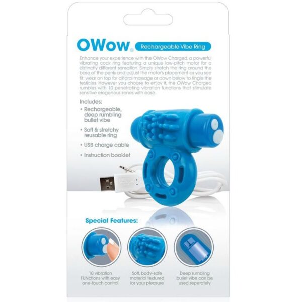 Screaming o anillo vibrador o wow recargable azul