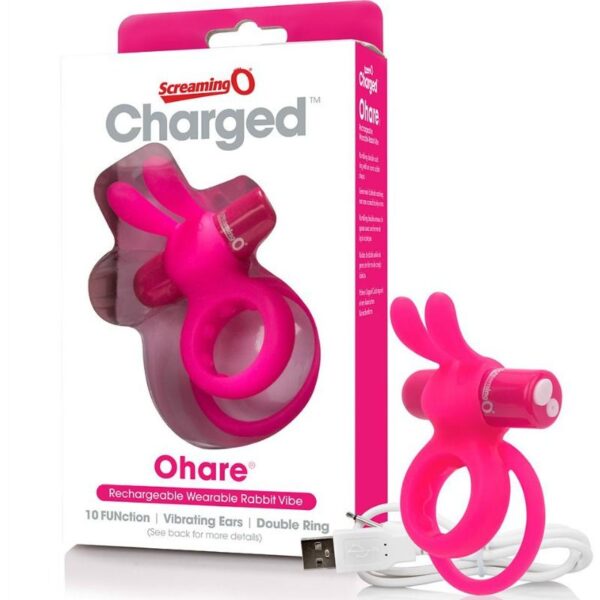 Screaming o anillo doble recargable con rabbit o hare - rosa