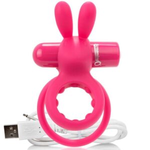 Screaming o anillo doble recargable con rabbit o hare - rosa