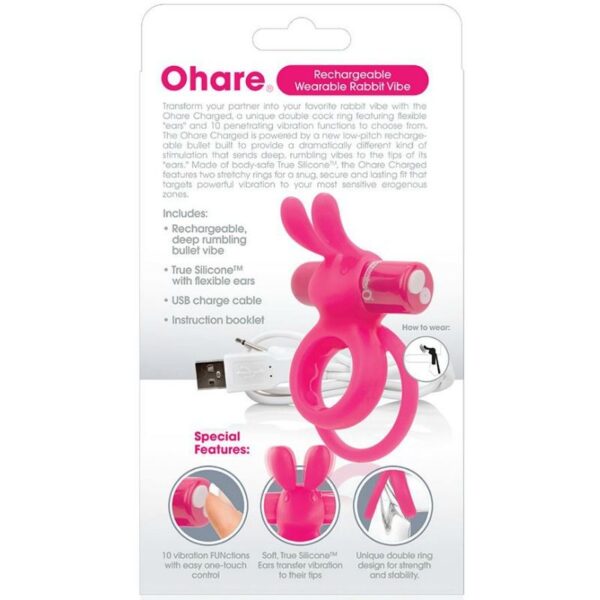 Screaming o anillo doble recargable con rabbit o hare - rosa