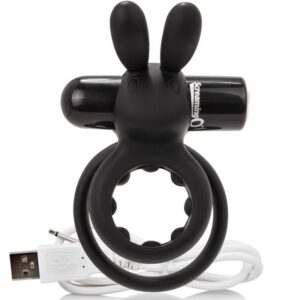 Screaming o anillo doble recargable con rabbit o hare - negro