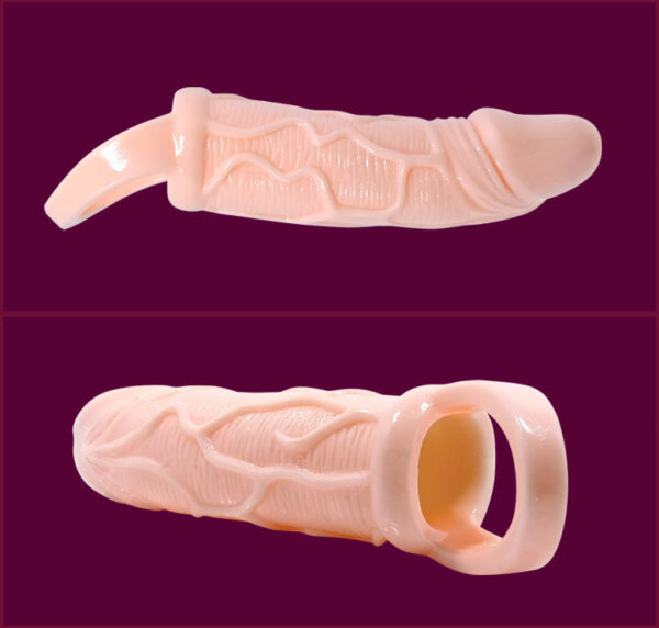 Baile funda extensora pene con vibracion y strap para testiculos 13.5 cm