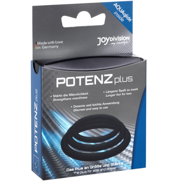 Potenzplus kit de 3 anillos para el pene (s, m, l) negro