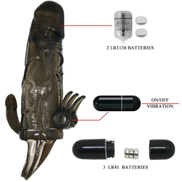 Brave man funda pene anal y clitoris vibrador 16.5 cm negro