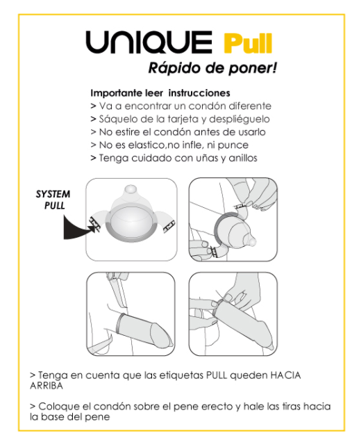 Uniq pull con tiras preservativo sin latex 3uds