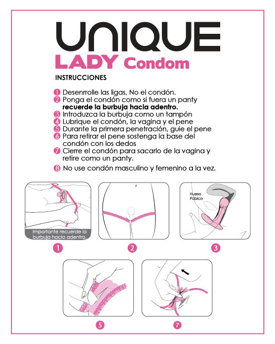 Unique condom femenino con liguero sin latex 3uds