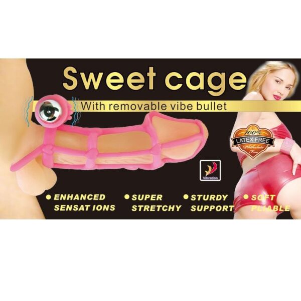 Sweet 10 ritmos funda y anillo silicona para el pene rosa.