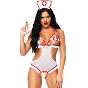 Leg avenue teddy con abertura enfermera talla unica