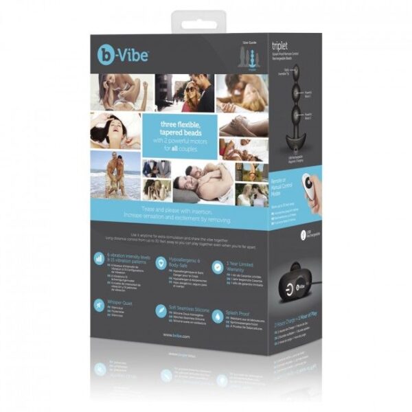 B-vibe -triplet anal control remoto beads negro