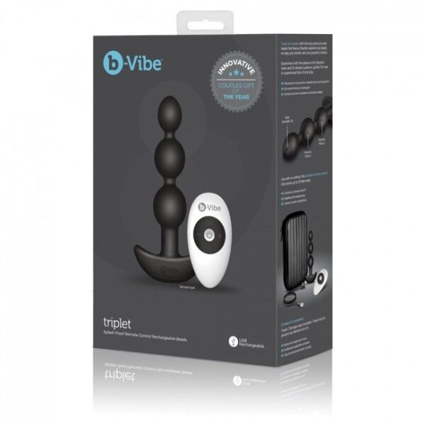 B-vibe -triplet anal control remoto beads negro