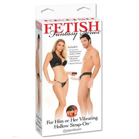 Fetish arnes hueco vibrador para el y ella natural 14cm