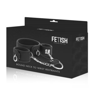 Fetish submissive collar y esposas cuero vegano