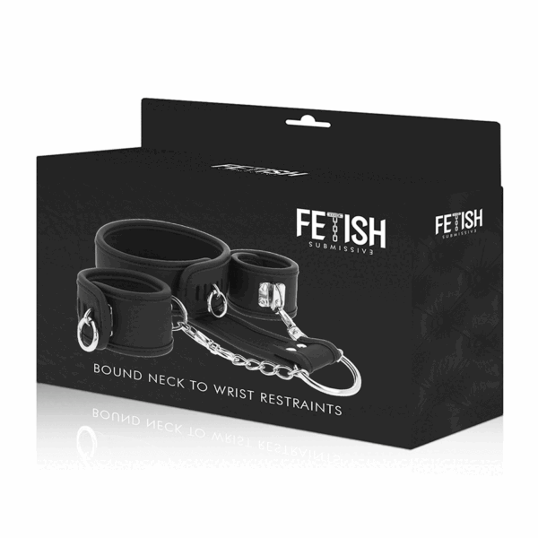 Fetish submissive collar y esposas cuero vegano