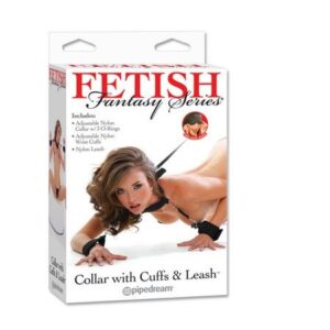 Fetish collar con esposas y correa,