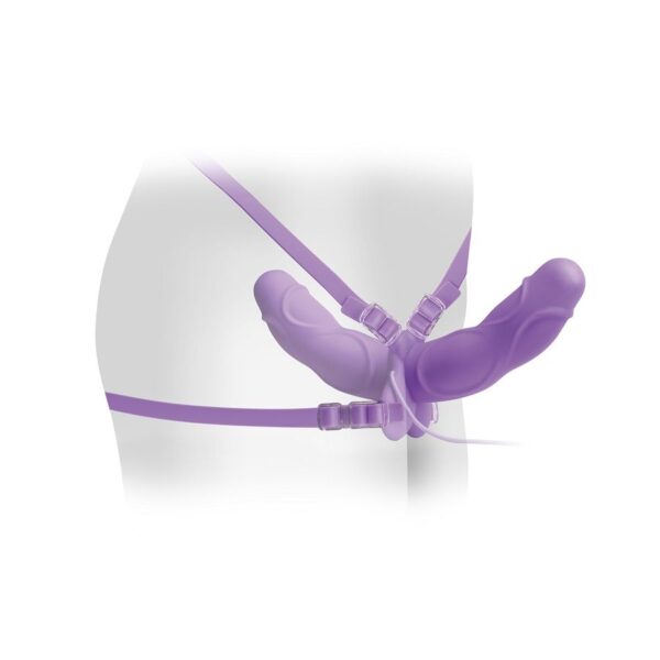 Fetish elite double arnes doble vibrador lila 11.5cm