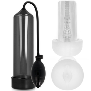 Pump addicted rx3 bomba erecci?n transparente con masturbador